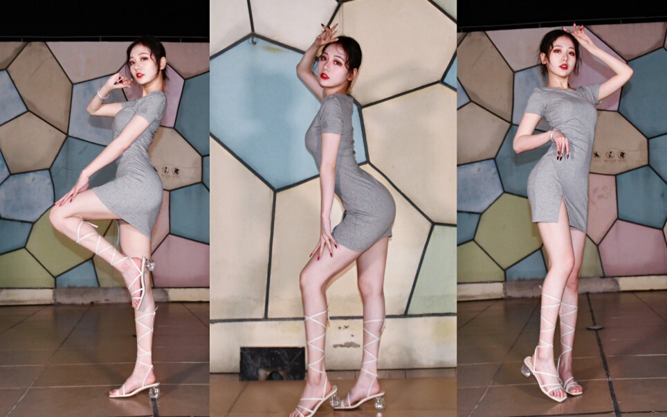 只是长胖了一点点~肉肉灰色战衣！深夜天台跳舞~